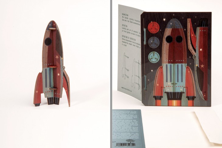 Rakete – 3D Deko Grußkarte