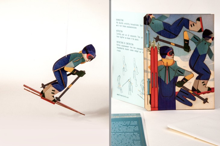 skier - 3D Deco Greeting Card